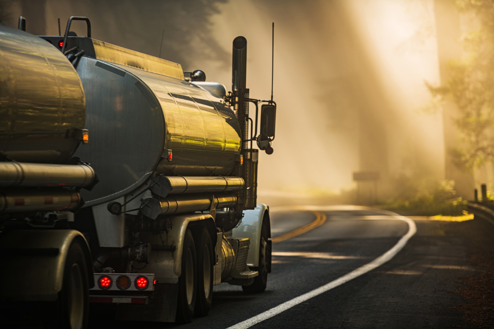 Semi Tank Truck on the Scenic Redwood Highway